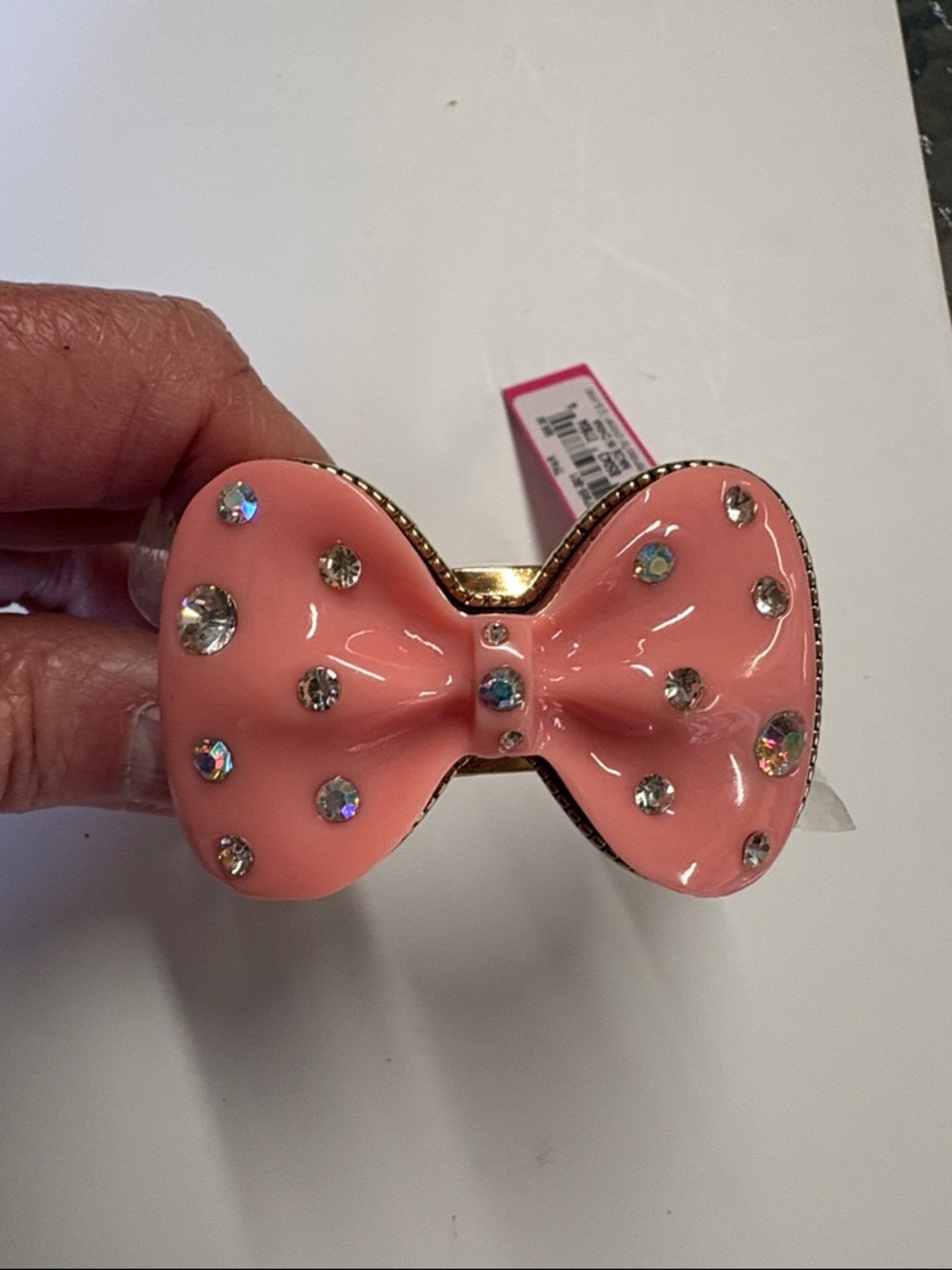 Betsey Johnson Pink Rhinestone Bow Hair Clip